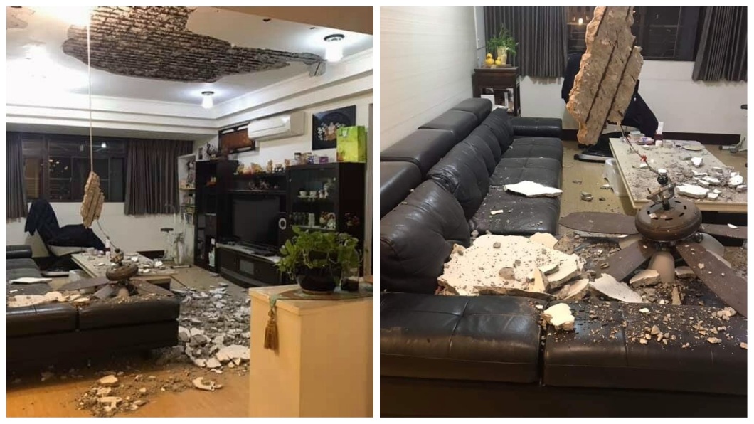 住到海砂屋?他返家傻眼 天花板崩落吊扇險成血滴子