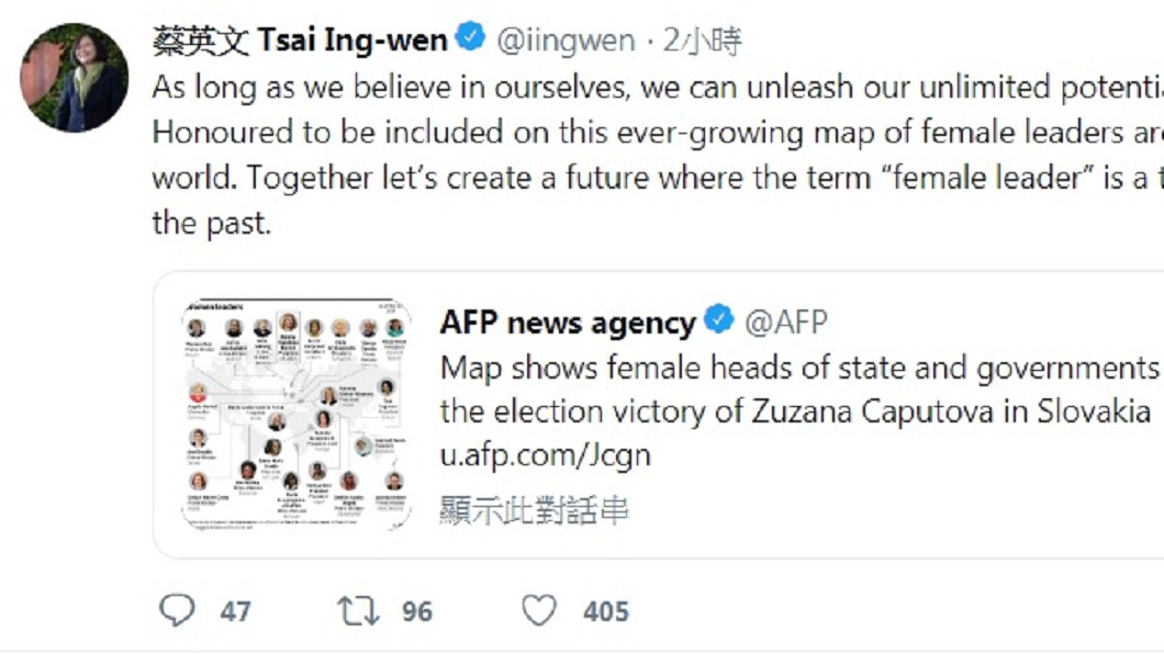 圖／翻攝自蔡英文Twitter