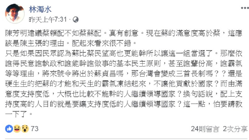 圖／翻攝自林濁水臉書