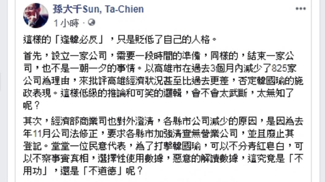 圖／翻攝自孫大千臉書