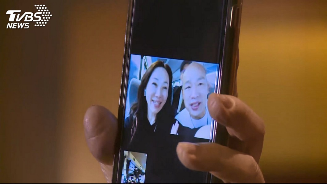 韓國瑜缺席早餐會,僅透過視訊現身。圖/TVBS