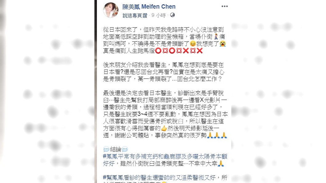 圖/翻攝自陳美鳳臉書