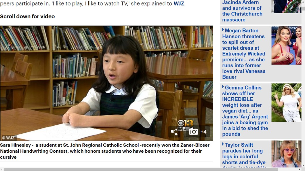 沒手掌也能有一手好字！10歲女克服缺陷奪寫字冠軍