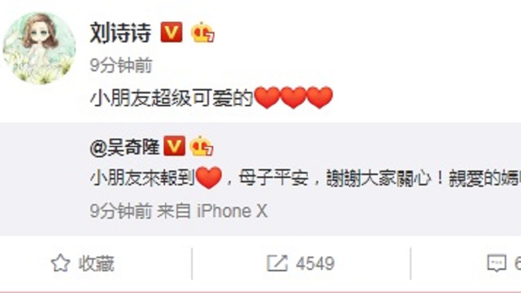 圖/翻攝自劉詩詩微博