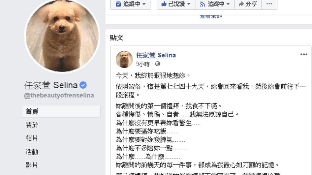 圖/翻攝自Selina臉書