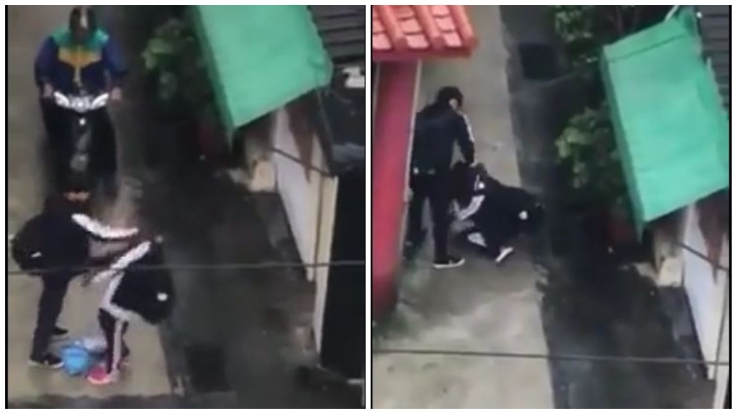 過程中男生不斷出手推打女生，網友們看到都群起撻伐。(合成圖／翻攝自爆料公社)