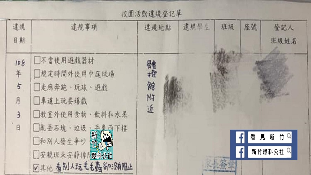 一名母親看到自己的孩子被學校開違規單,理由讓她十分傻眼。(圖/翻攝自新竹爆料公社)