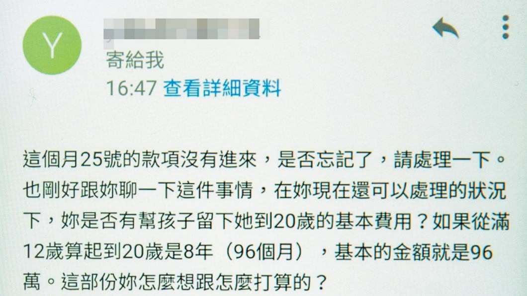 上月喬媽寫信給喬爸講述自己的身體情況越來越不好，詢問喬爸和喬喬有無什麼想法，但喬爸回信僅關心喬媽有無預留喬喬的贍養費。(圖／翻攝自《鏡週刊》)