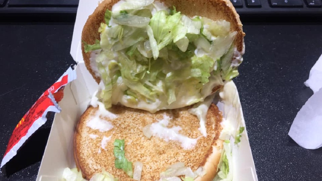 麥當勞漢堡沒肉?他發文狂怨 網揭真相狠打臉