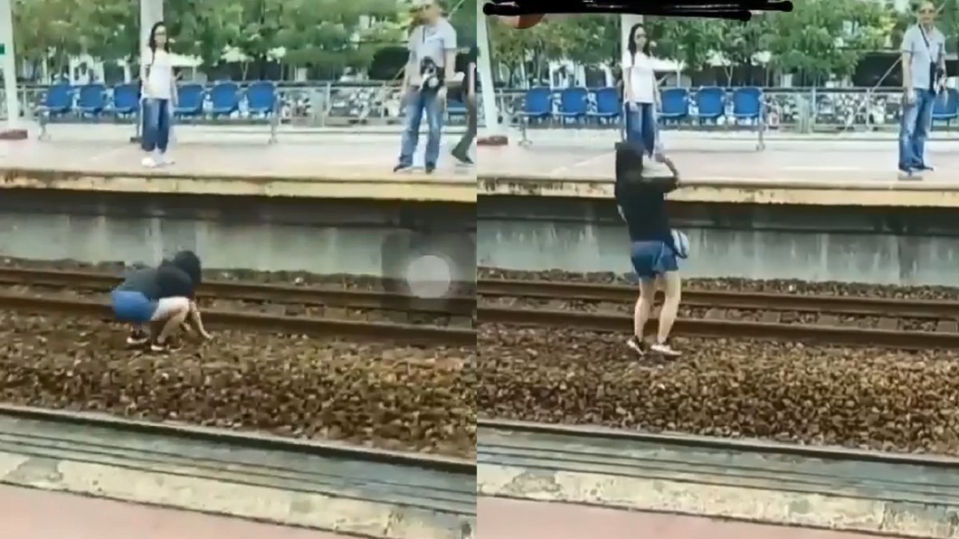 也選選地方!火車站爭吵 女暴怒跳軌丟石頭攻擊