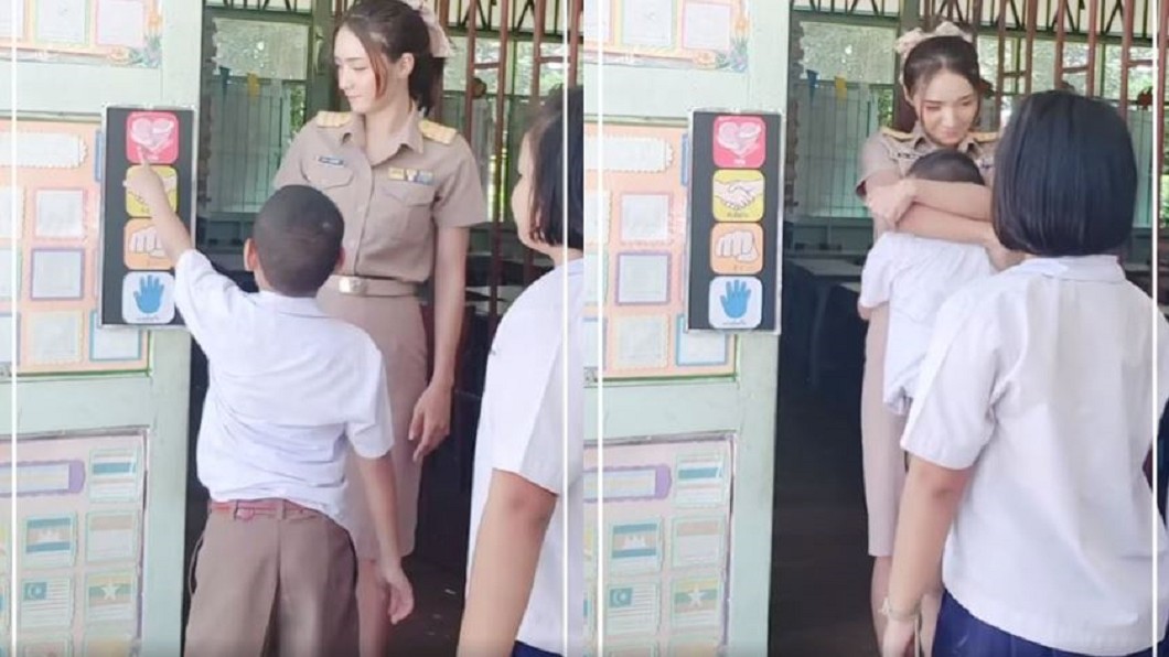 美女老師開放抱抱!男學生緊緊深埋「長輩」 網羨慕看哭