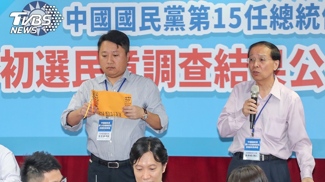 國民黨總統初選民意調查15日在中央黨部揭曉。圖/中央社