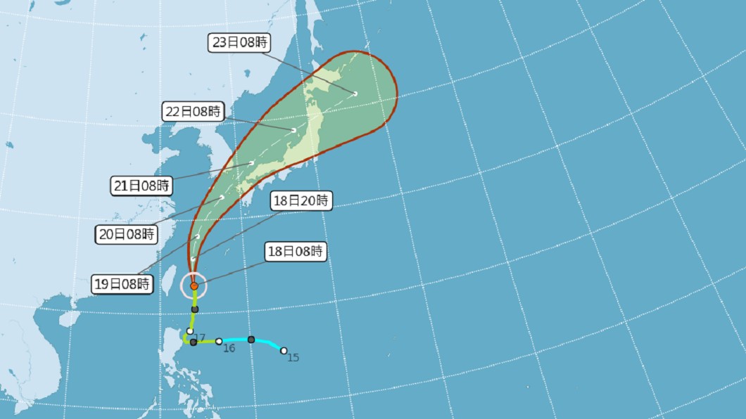 颱風丹娜絲路徑東移 最快18日深夜解除海警
