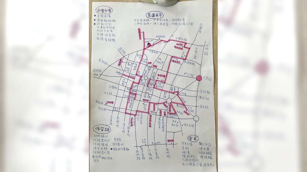 路邊撿到這張手繪地圖 「吃貨路線」超詳細網狂讚