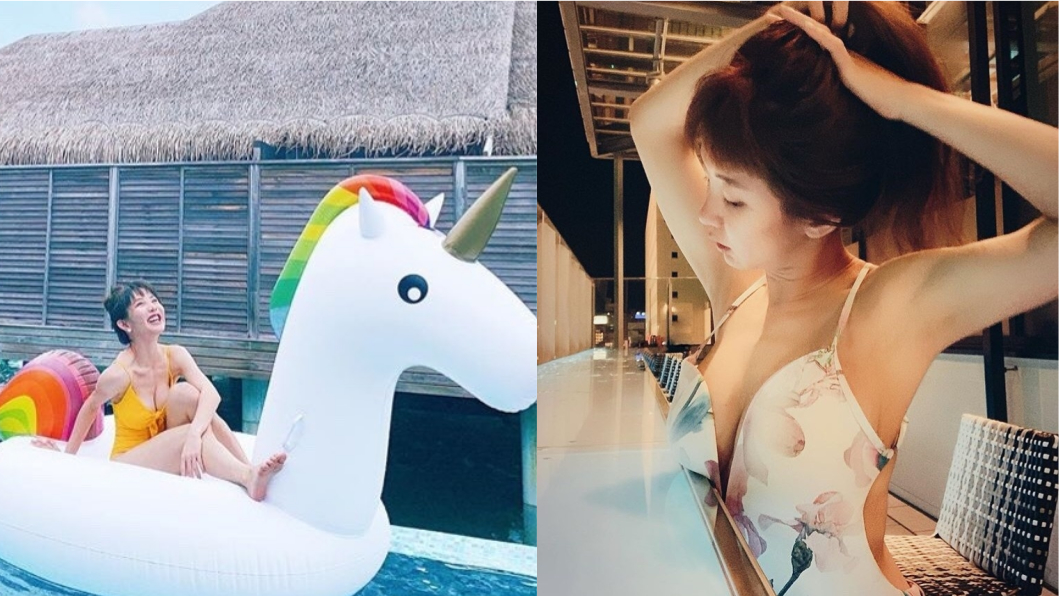 瑤瑤難得PO出泳裝照解放巨乳 。圖/翻攝自郭書瑤IG