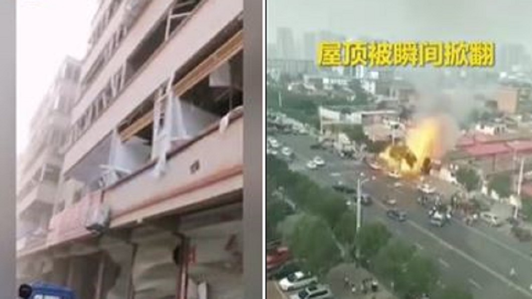 大陸河南某化學氣體工廠氣化鍋爐爆炸,民宅玻璃被震碎。圖/翻攝自微博
