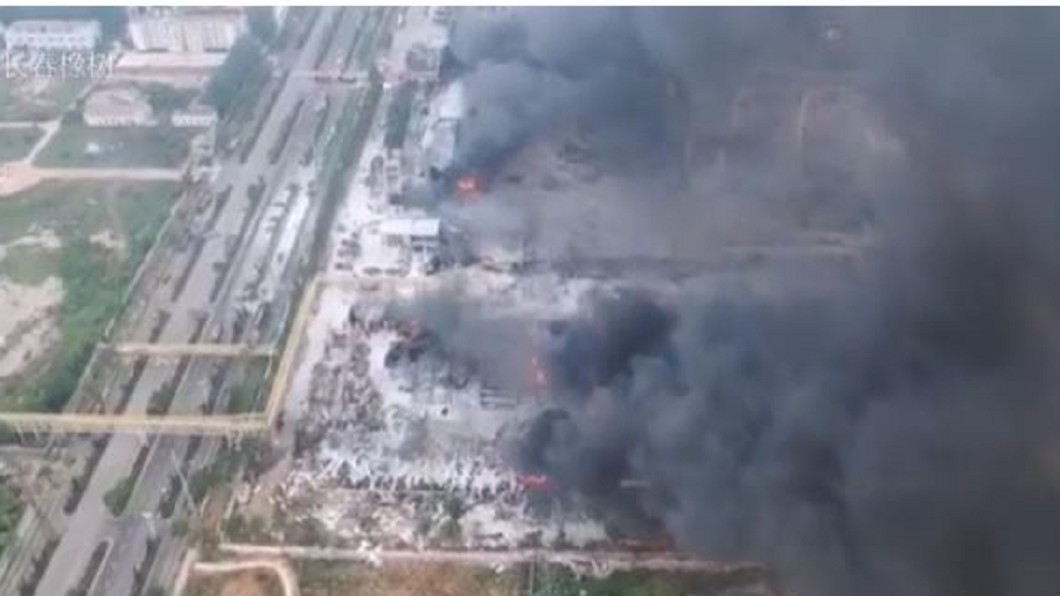 大陸河南某化學氣體工廠氣化鍋爐爆炸。圖/翻攝自微博