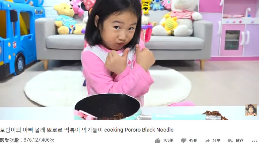 最高觀看次數的影片逼近3億7700萬次。圖/翻攝自YouTube《Boram Tube Vlog》頻道
