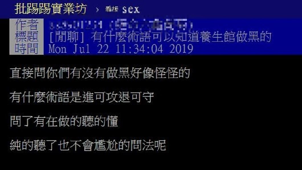 有網友發文詢問如何分辨養生館是做純的還是做黑的,意外引發許多專業老司機的回應。(圖/翻攝自PTT)
