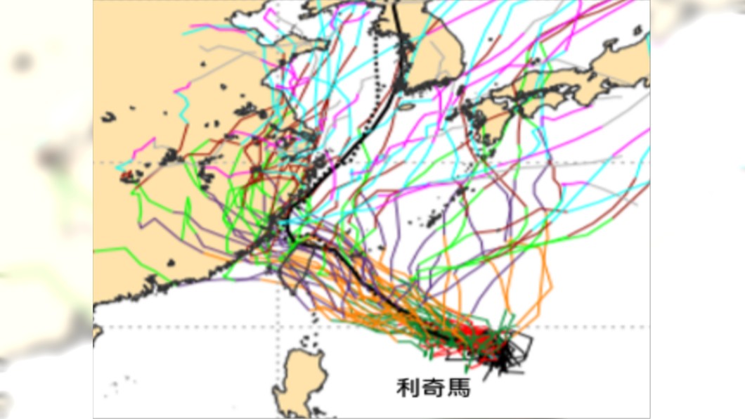 最新(4日20時)歐洲模式(ECMWF)系集模擬圖。圖／翻攝自「三立準氣象·老大洩天機」專欄