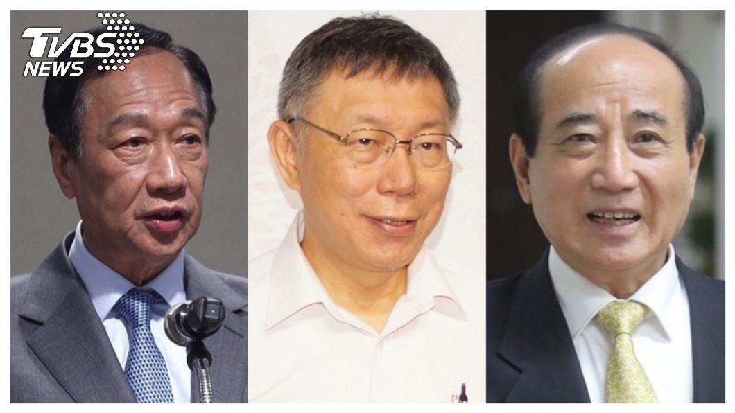 鴻海創辦人郭台銘(左)、台北市長柯文哲(中)與前立法院長王金平(右)受邀出席18日在桃園舉行的世界佛教青年僧伽會第16屆年會。 圖/中央社