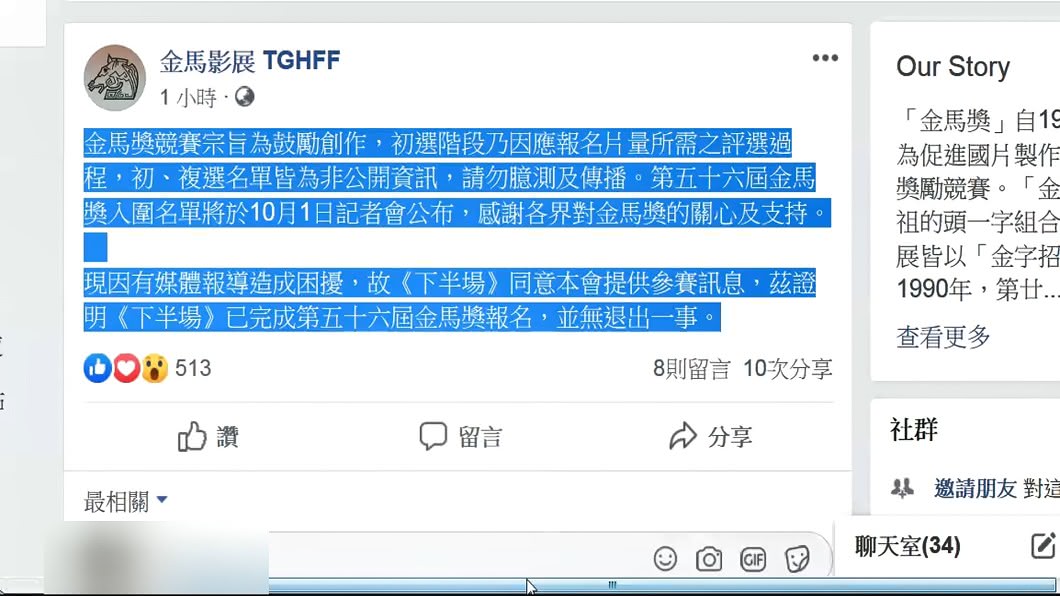 圖/翻攝自金馬獎臉書專頁