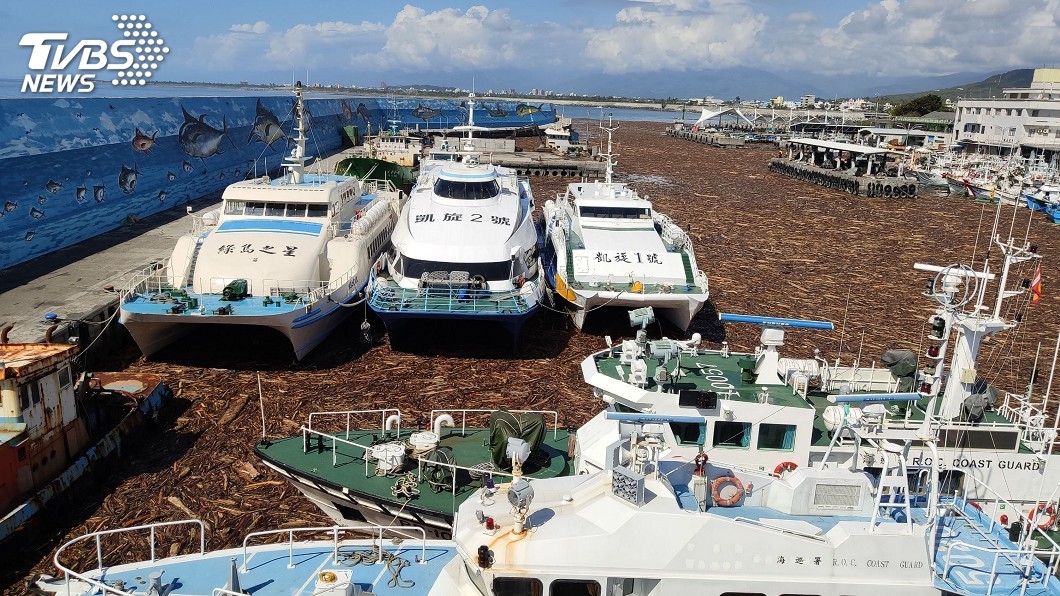 台東富岡漁港宛如「木頭海」　離島船班動彈不得