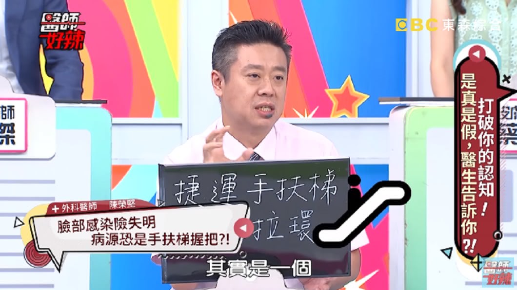 醫師曝手扶梯清潔不易，是容易感染細菌的地方。 圖／翻攝自醫師好辣YouTube 頻道
