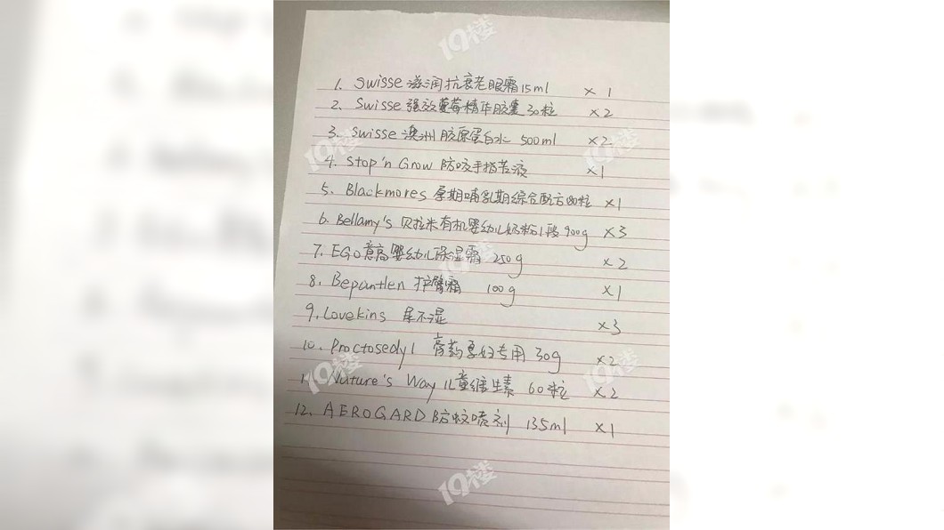 原PO收到懷孕同事傳過來的購物清單當場傻眼。圖/翻攝自微博