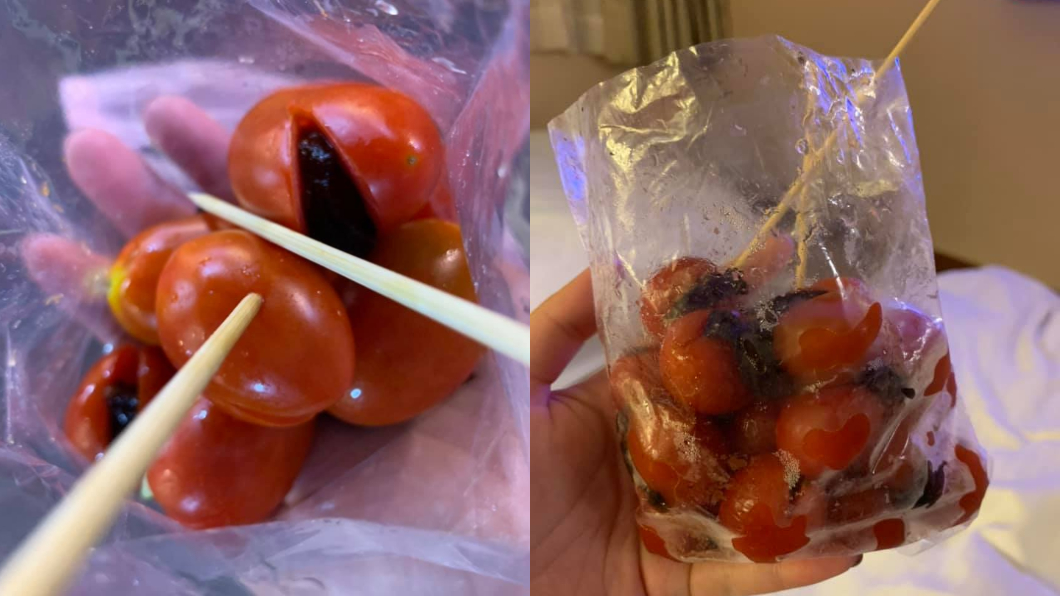 原PO在夜市買的番茄梅只有7顆，在西門町買卻有好幾顆。圖／翻攝自爆怨公社