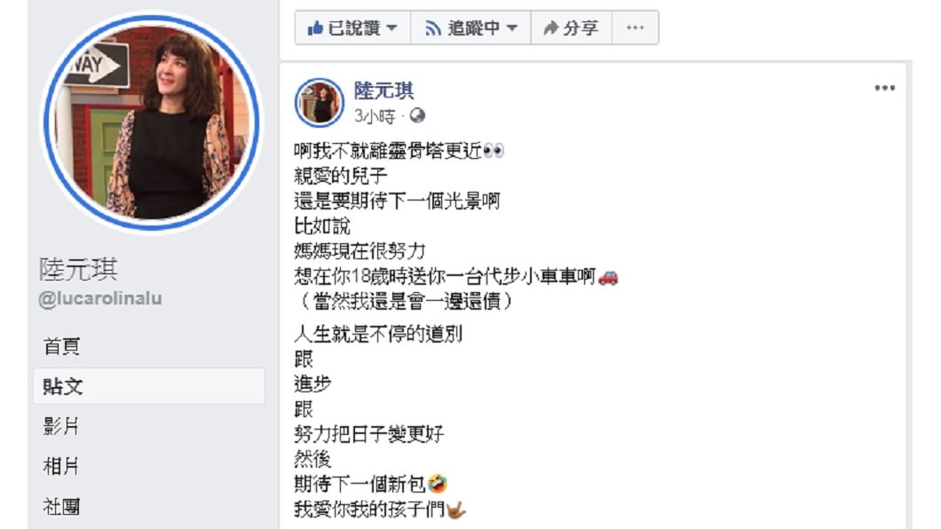 圖/翻攝自陸元琪臉書