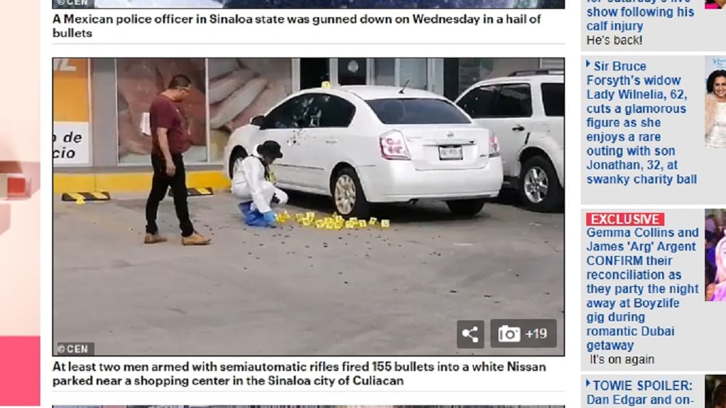 愛德華多的車旁滿是彈殼(圖／翻攝自Daily Mail)