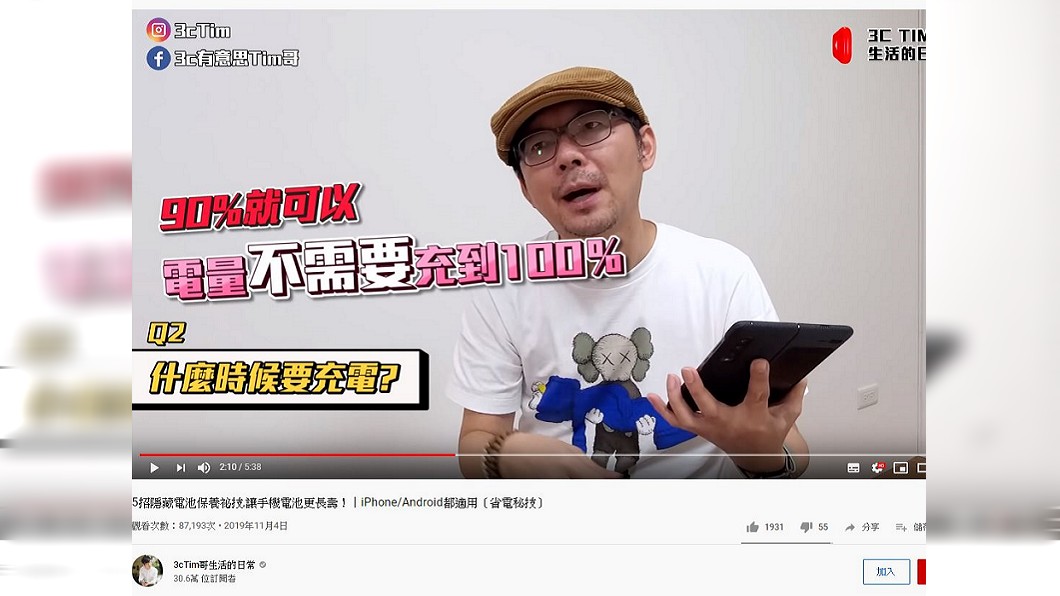 圖/翻攝自「3cTim哥生活的日常」YouTube