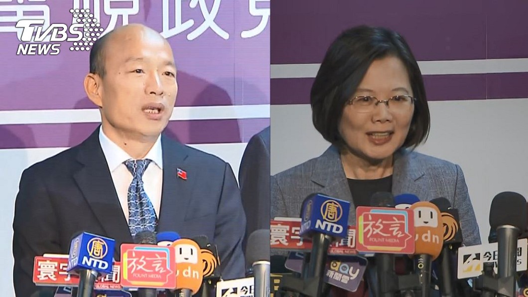 國民黨總統候選人韓國瑜(左)和總統蔡英文(右)圖/TVBS