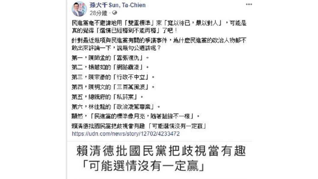 圖/翻攝自孫大千臉書