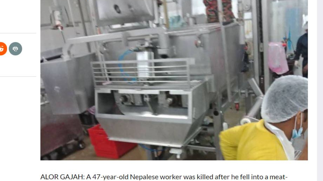 不慎啟動！男跌進絞肉機　「右半身」碎成肉末慘死