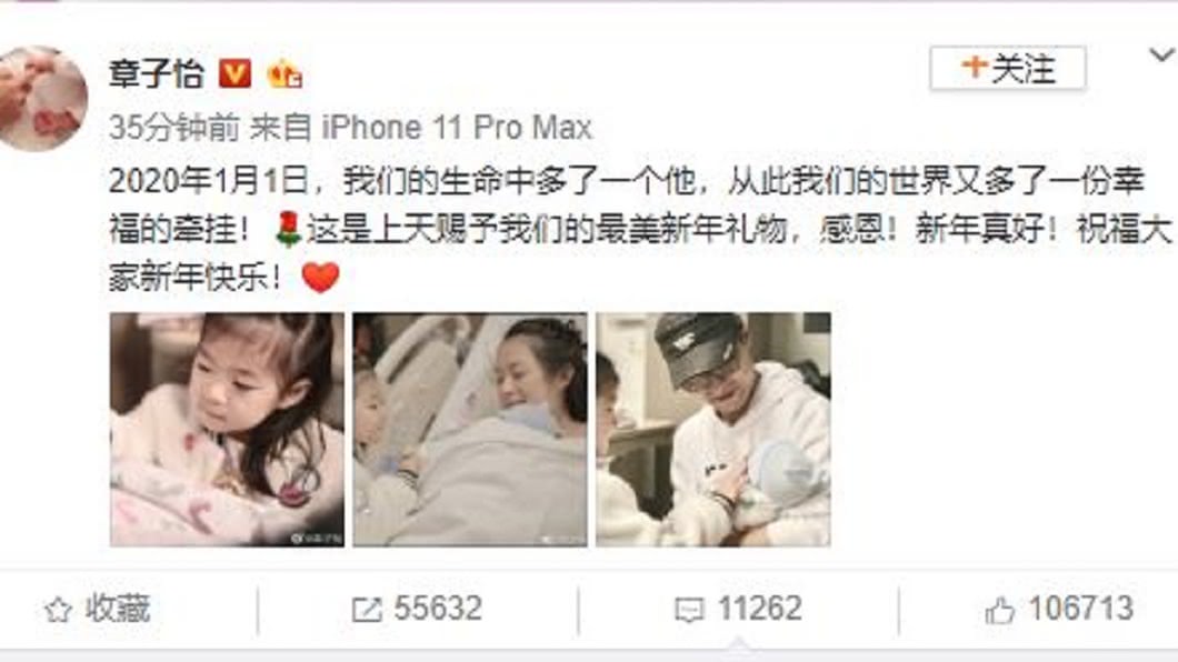 圖/翻攝自章子怡微博
