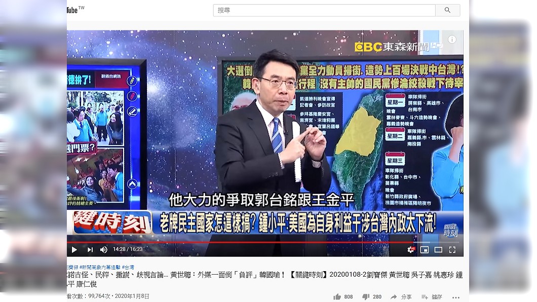 《關鍵時刻》主持人劉寶傑。(圖/翻攝自YouTube)