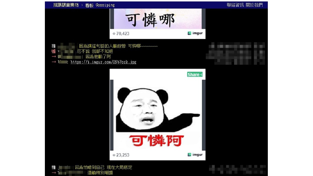 網友討論「可憐哪」流行原因。(圖/翻攝自PTT八卦版)