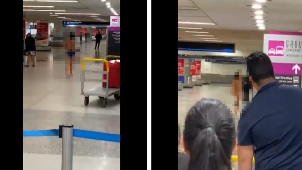 女機場內邊走邊脫衣 「一絲不掛」旅客全傻眼