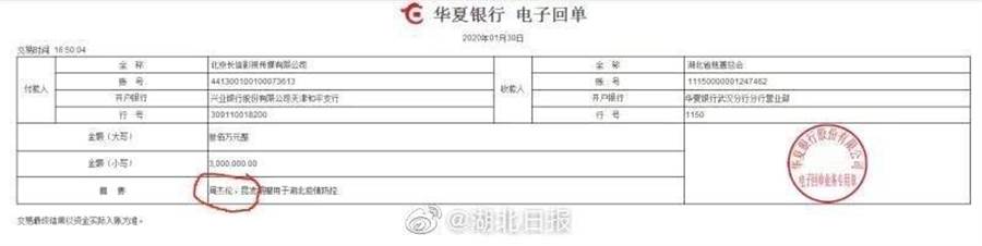 夫妻倆希望能協助武漢肺炎疫情防治。(圖/翻攝自湖北日報微博)