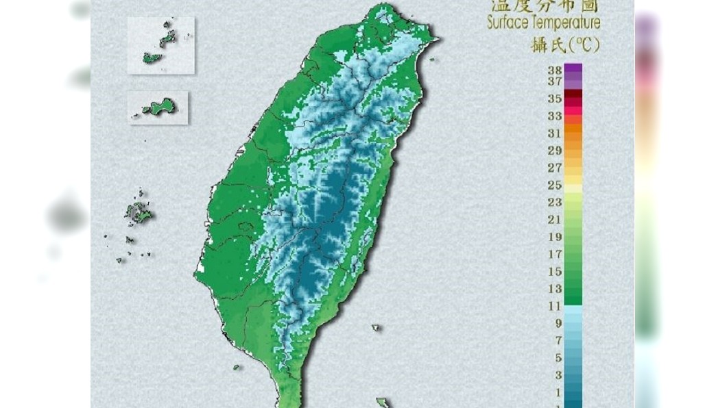各地也紛紛創下入冬以來最低溫紀錄。(圖/中央氣象局)