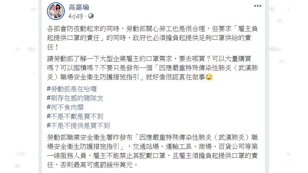 (翻攝/高嘉瑜臉書)