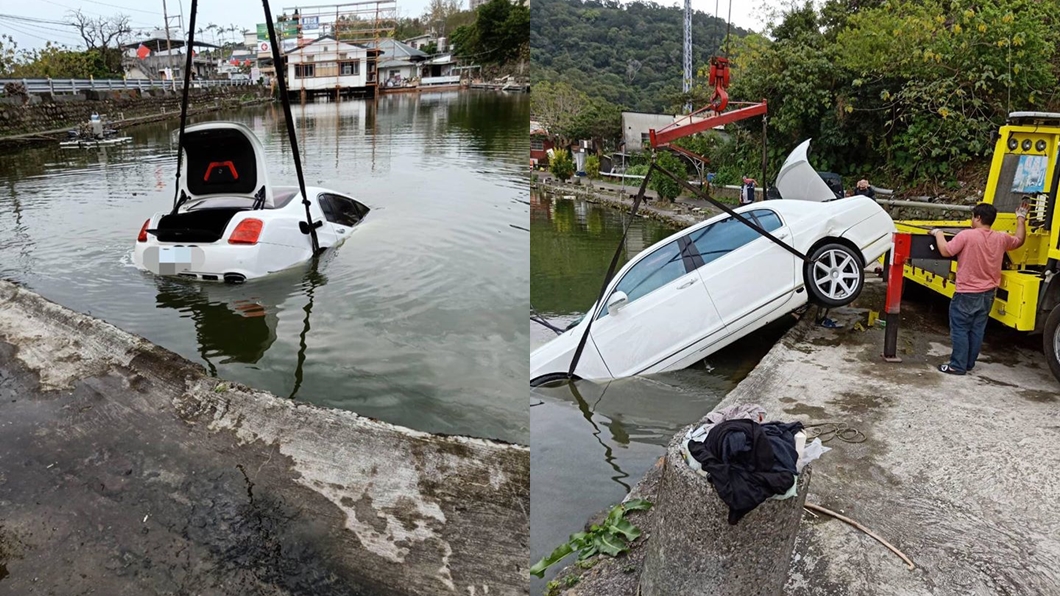 疑熄菸分神　550萬賓利開進釣魚池
