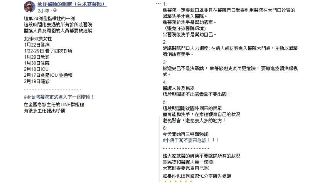 (圖/翻攝自急診醫師的眼睛(白永嘉醫師)臉書)