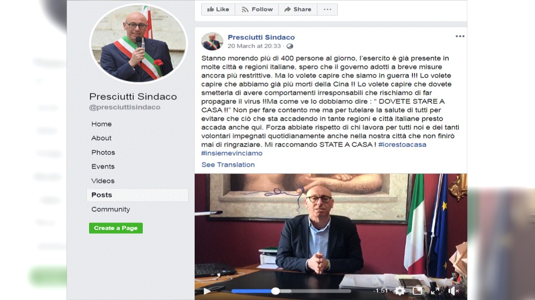 (圖/翻攝自Presciutti Sindaco臉書)