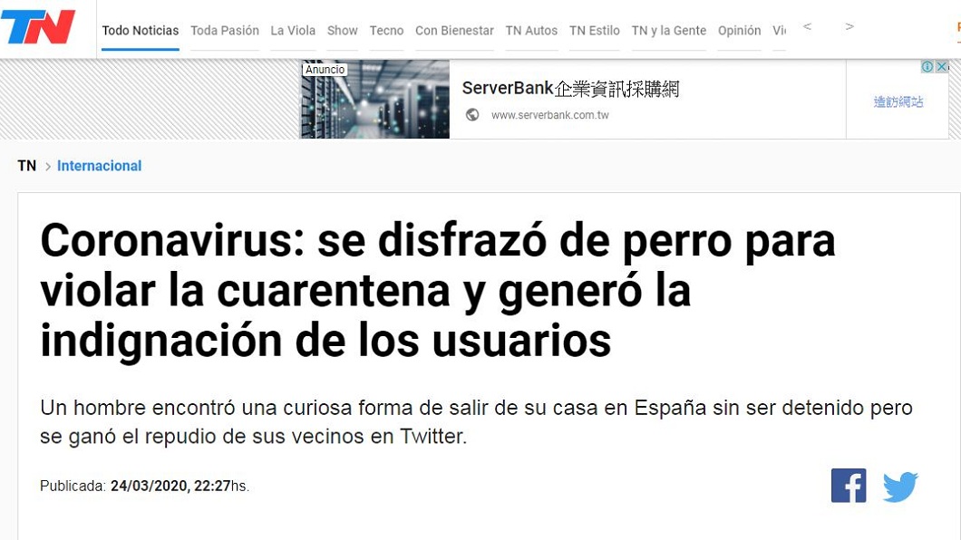 該則消息一出,許多網友都罵翻了。(圖/翻攝自西班牙媒體TN Todo Noticias)
