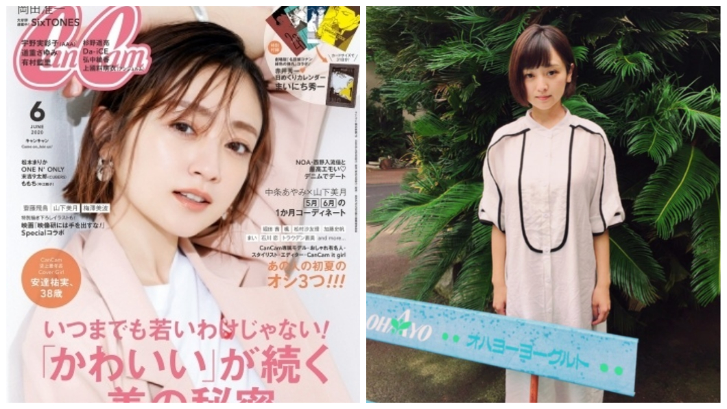 38歲的安達祐實最近登上雜誌封面人物。(圖/翻攝自推特和部落格合成)