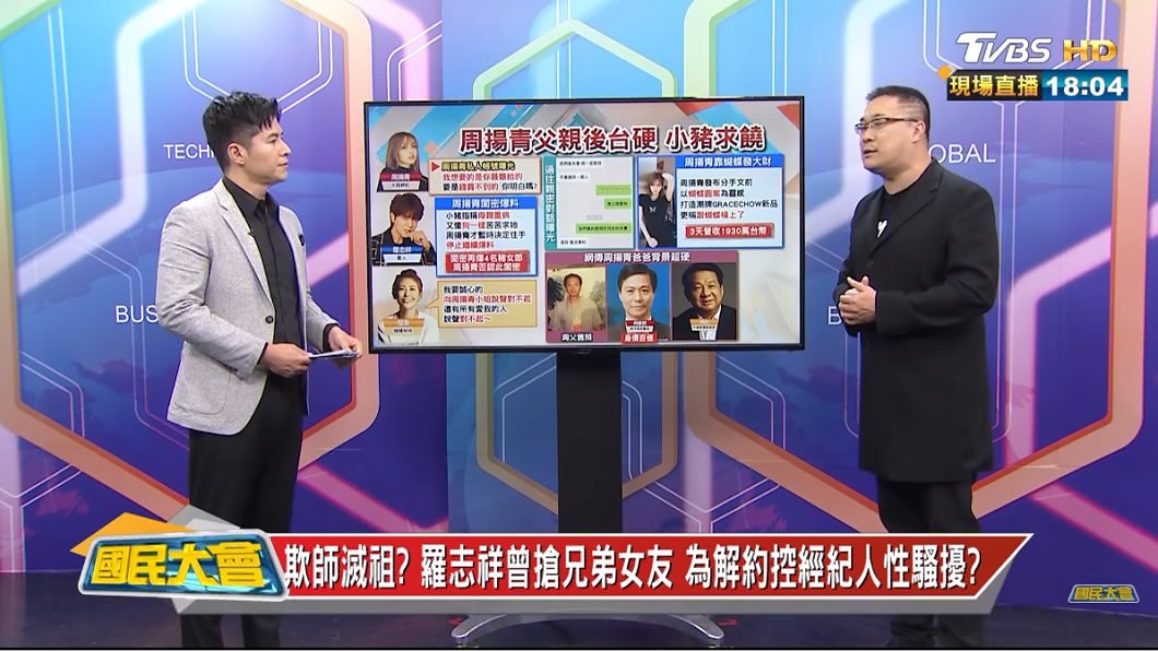 朱學恒在TVBS《國民大會》分析羅志祥的感情風波。(圖／TVBS)