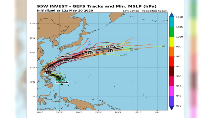 全球預報系統(GFS)模擬路徑圖(圖/翻攝自tropicaltidbits)